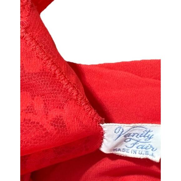 Vintage Vanity Fair Red Lace Night Gown Size 40 Mid Length Lingerie Slip Dress - Picture 6 of 7